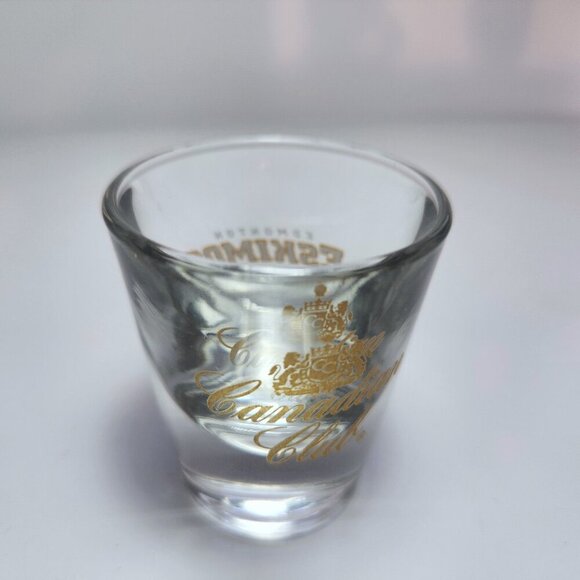 Edmonton Eskimos Canadian Club Whisky Shot Glass Heavy Libbey Glass Company - Picture 2 of 6